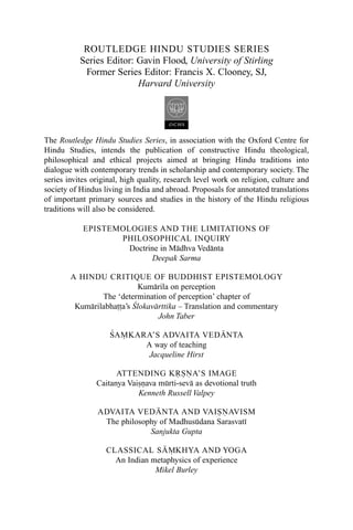 Classical Samkhya And Yoga An Indian Metaphysics Of Experience Burley | PDF