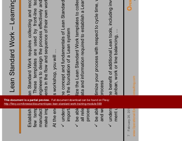 opex lean standard work training module