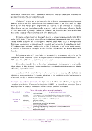Las condiciones laborales y el desempeño docente.