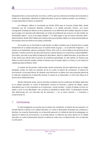 Las condiciones laborales y el desempeño docente.