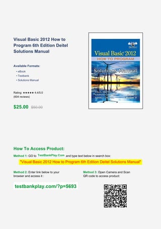 Visual Basic 2012 How to Program 6th Edition Deitel Solutions Manual ...