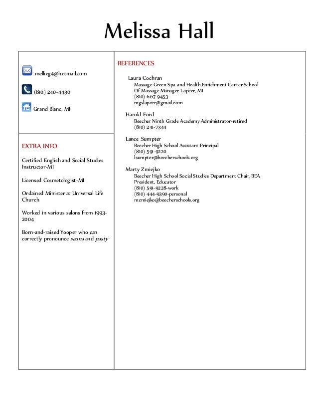 melissa hall new resume