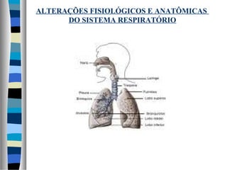 ALTERAÇÕES FISIOLÓGICOS E ANATÔMICAS
DO SISTEMA RESPIRATÓRIO
 