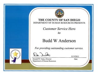 Customer Service Hero Award