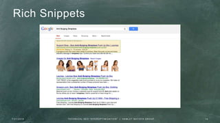 Rich Snippets
7 / 2 1 / 2 0 1 6 1 9T E C H N I C A L S E O " O V E R O P T I M I Z AT I O N " | H A M L E T B AT I S TA G R O U P
 