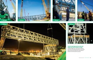 12 	ZACHRY FORCE REPORT	 September/October 2015
The dock 3 pipe bridge and the two other pipe
bridges each arrived at Freeport on a barge.
The pipe bridges span a flood control levee and
will link the LPG storage tank with two of the three
docks at the terminal when the overall project is
finished in the second half of next year.
September/October 2015	 ZACHRY FORCE REPORT	 13
	 8:52 p.m.	 7:54 p.m.	 4:36 p.m.3:17 p.m.
9:18 p.m. 	 10:11 p.m
 