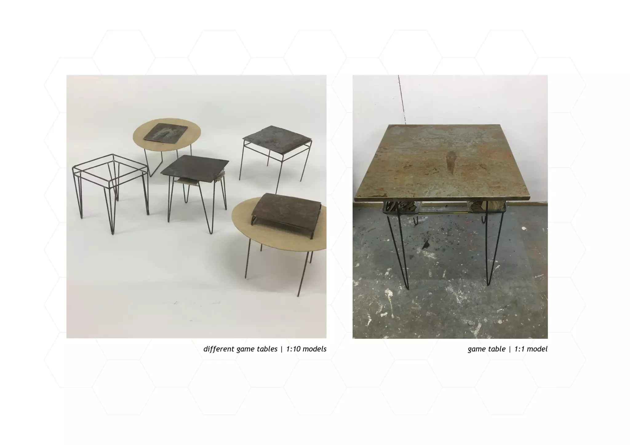 game table | 1:1 modeldifferent game tables | 1:10 models
 
