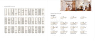 14 15
1010 1020 1030 1032 1034 1038 1039 1045 1049 1060 1062 1063
1068 12361080 2020 2030 2040 2045 2120 2230 3020 3030 3040
3049 3052 3062 3120 3137 3149 3230 3245 3252 3260 3262 3263
Interior Door Collection
Other door designs available upon request.
Interior Door Collection
Door Profiles with Applied Mouldings
Recessed Moulding 103 Profile
Bevel Panel
Recessed Moulding 100 Profile
Westwood Panel
Recessed Moulding 101 Profile
Landscape Panel
Recessed Moulding 101 Profile
Flat Panel
Raised Moulding 202 Profile
Bevel Panel
Raised Moulding 200 Profile
Westwood Panel
Recessed Moulding 104 Profile
Landscape Panel
Recessed Moulding 300 Profile
Flat Panel
Raised Moulding 203 Profile
Bevel Panel
Raised Moulding 201 Profile
Westwood Panel
Raised Moulding 204 Profile
Landscape Panel
Recessed Moulding 301 Profile
Flat Panel
Door Profiles
Bevel Rail • Bevel Panel Round Rail • Westwood Panel Standard Rail • Landscape Panel Shaker Rail • Flat Panel
The combination of rail, panel and mouldings can be interchanged.
 