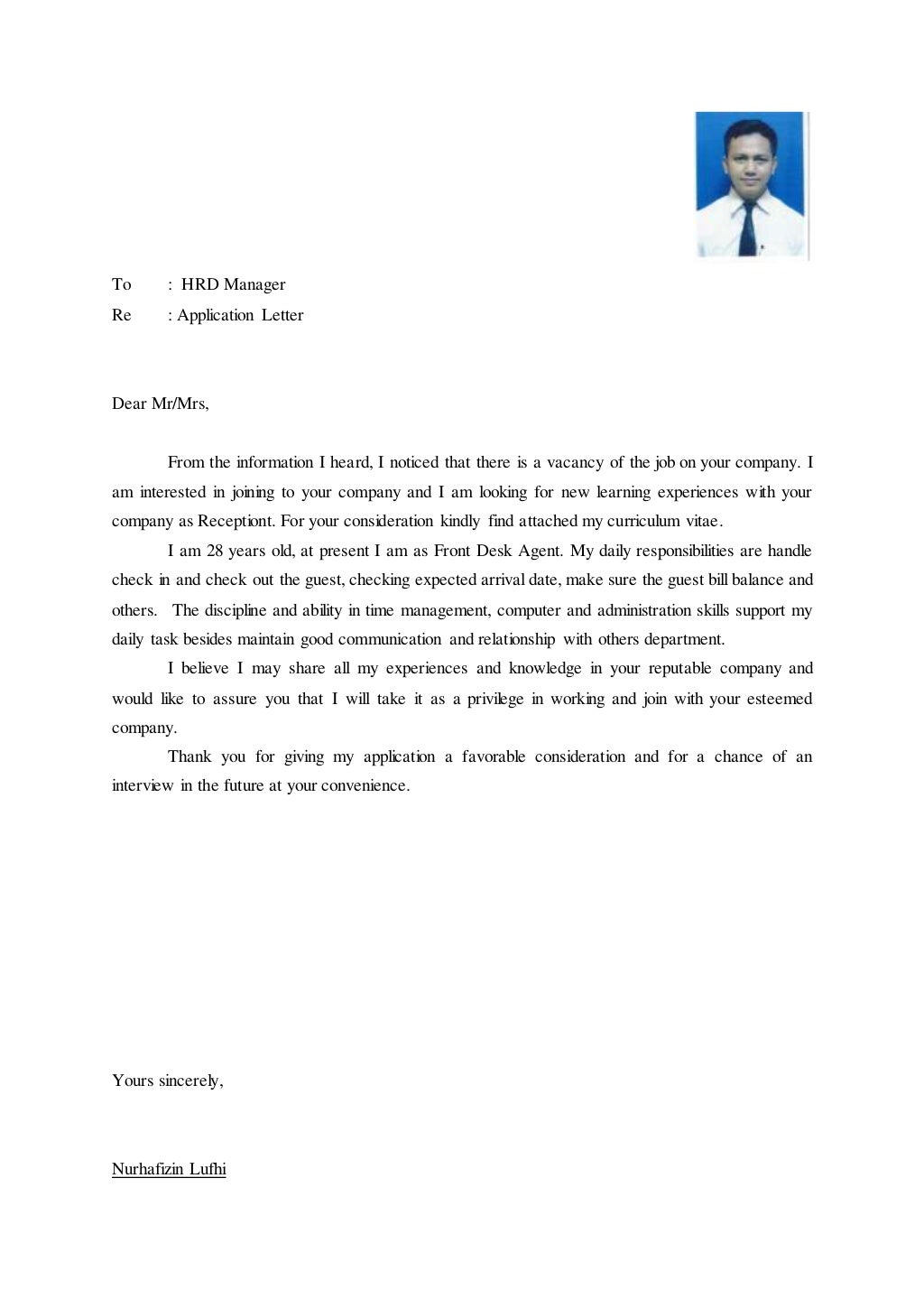 application letter