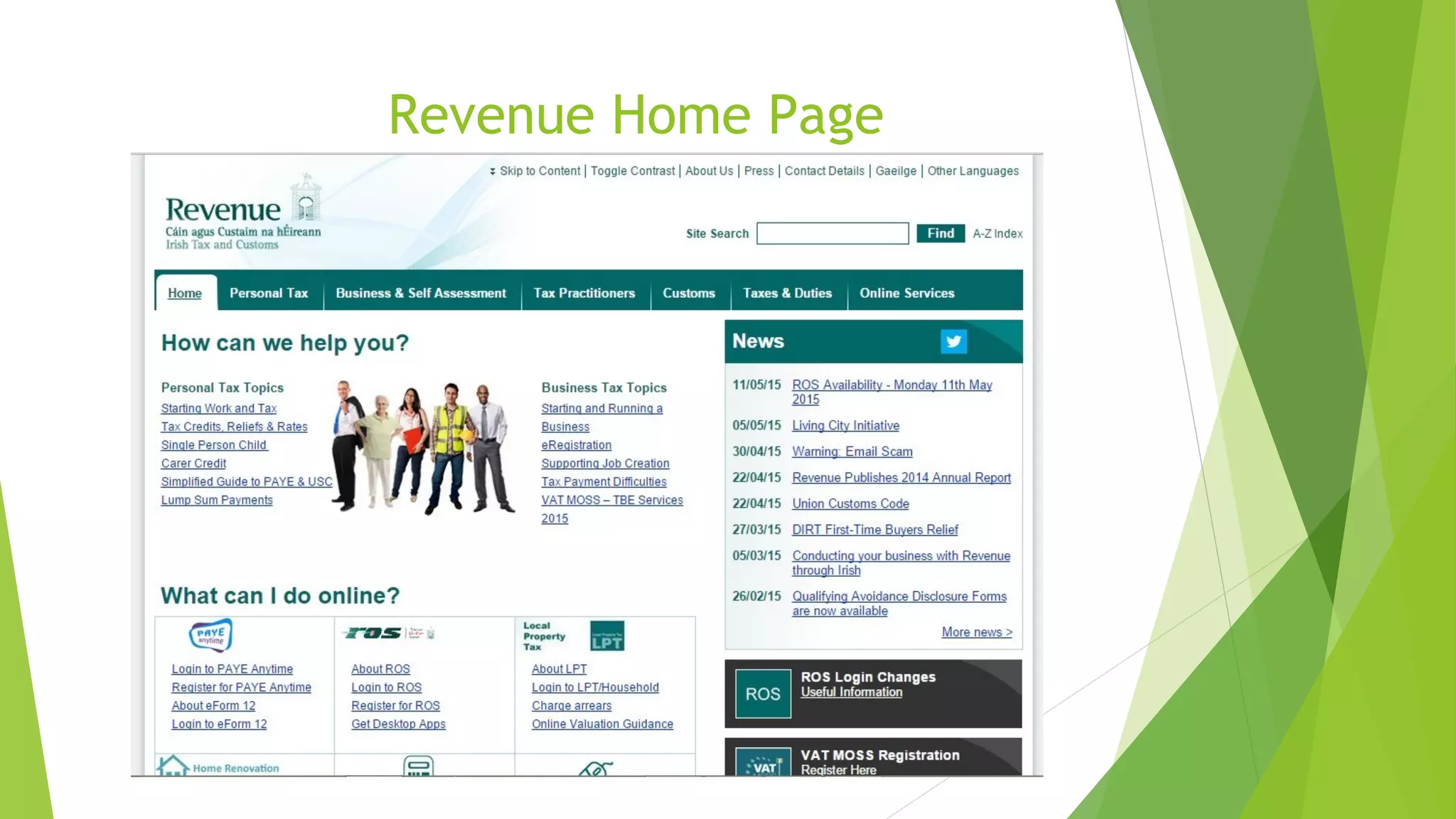 Revenue Home Page 