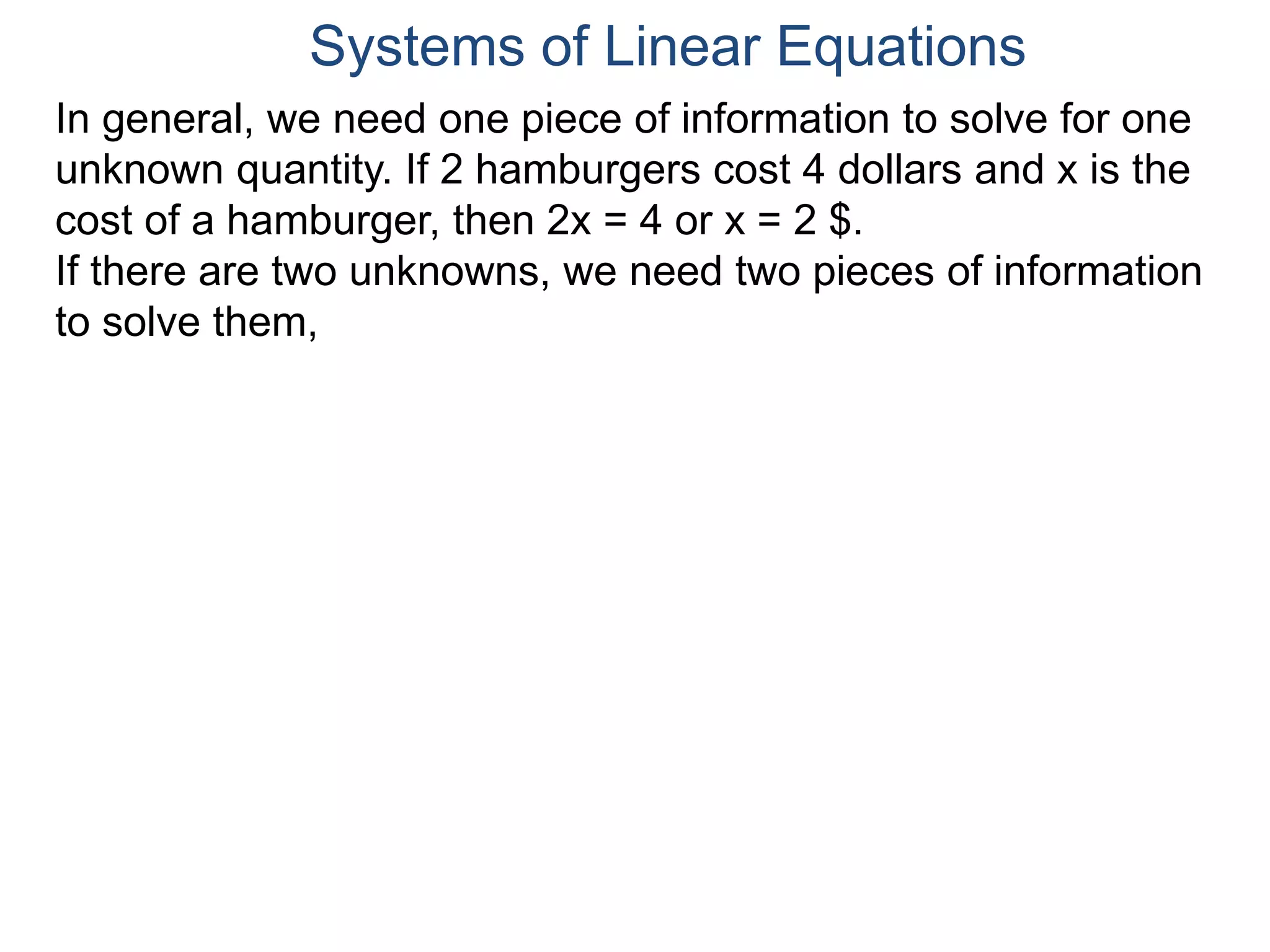 Linear Quantity Example 56 system of linear equations | PPTX