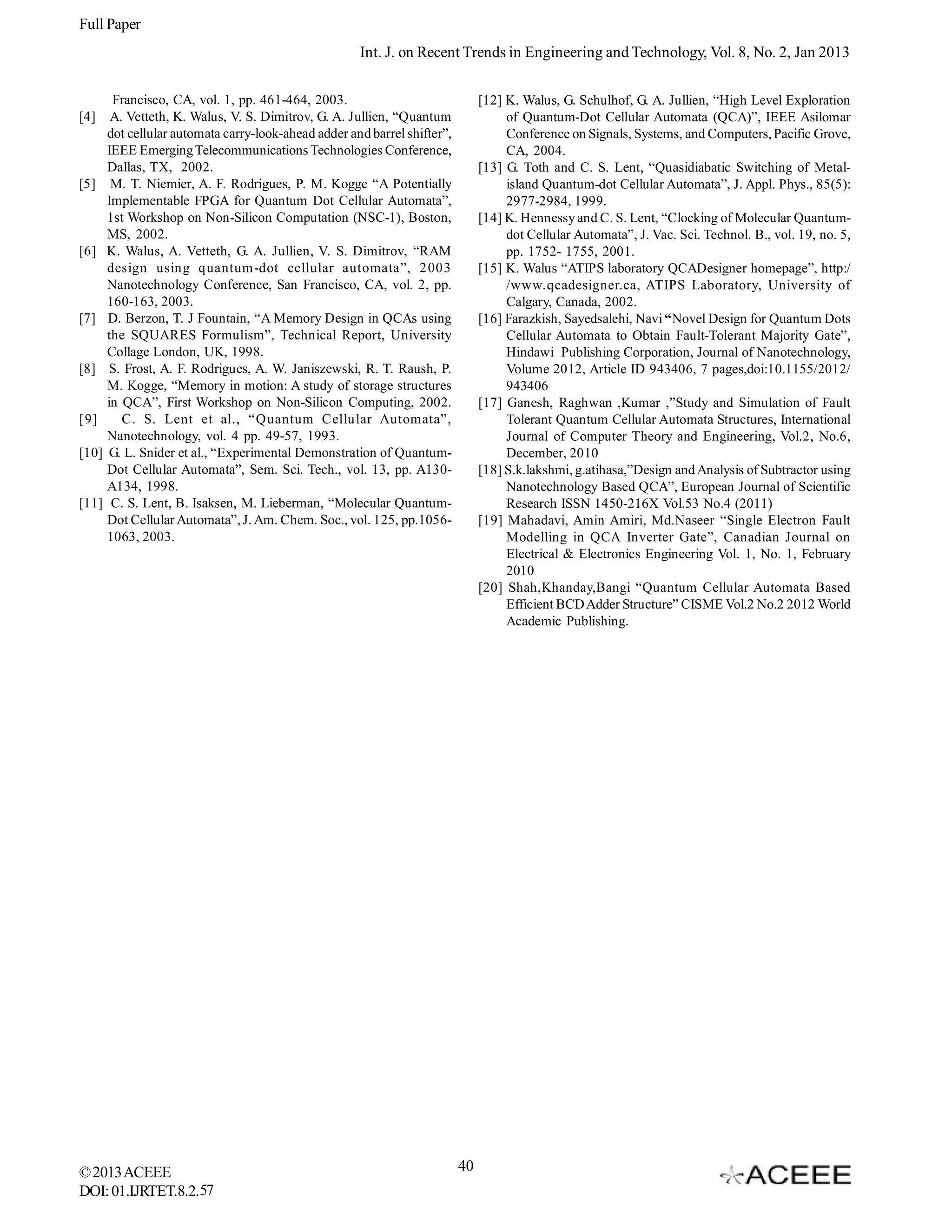 Two Bit Arithmetic Logic Unit (ALU) in QCA | PDF | Chemistry | Science