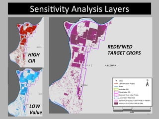40	
  
SensiTvity	
  Analysis	
  Layers	
  
HIGH	
  
CIR	
  
LOW	
  
Value	
  
REDEFINED	
  
TARGET	
  CROPS	
  
 