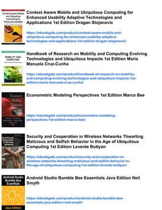 Trustworthy Ubiquitous Computing 1st Edition Karin Bee | PDF