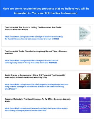 The Concept Of The Social In Uniting The Humanities And Social Sciences ...