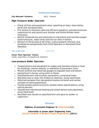boiler operator cv | DOCX
