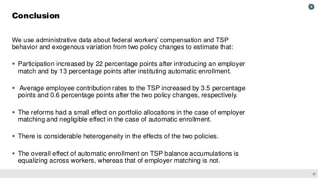 The Effect of Employer Matching and Defaults on Workers' TSP Savings Behavior