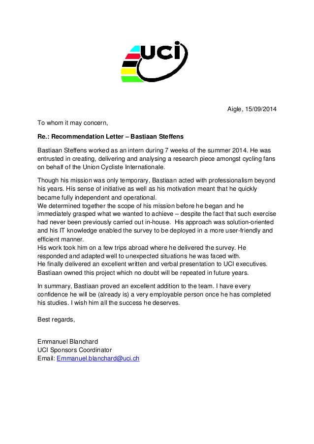 bastiaan steffens recommendation letter uci letter of recommendation