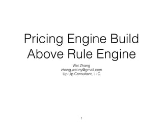 Pricing Engine Build
Above Rule Engine
Wei Zhang
zhang.wei.ny@gmail.com
Up Up Consultant, LLC
1
 