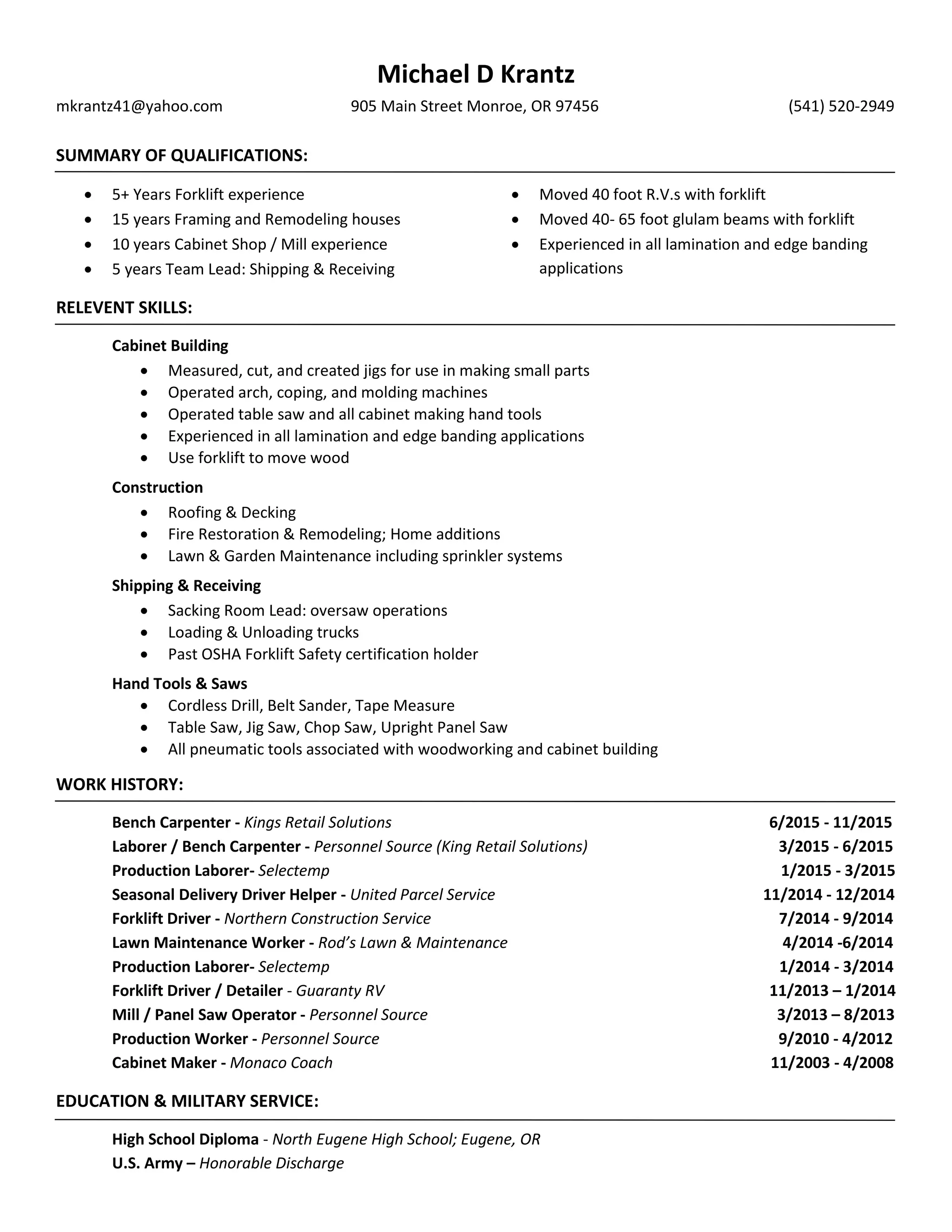 Michael D Krantz Resume PDF michael-d-krantz-resume-pdf