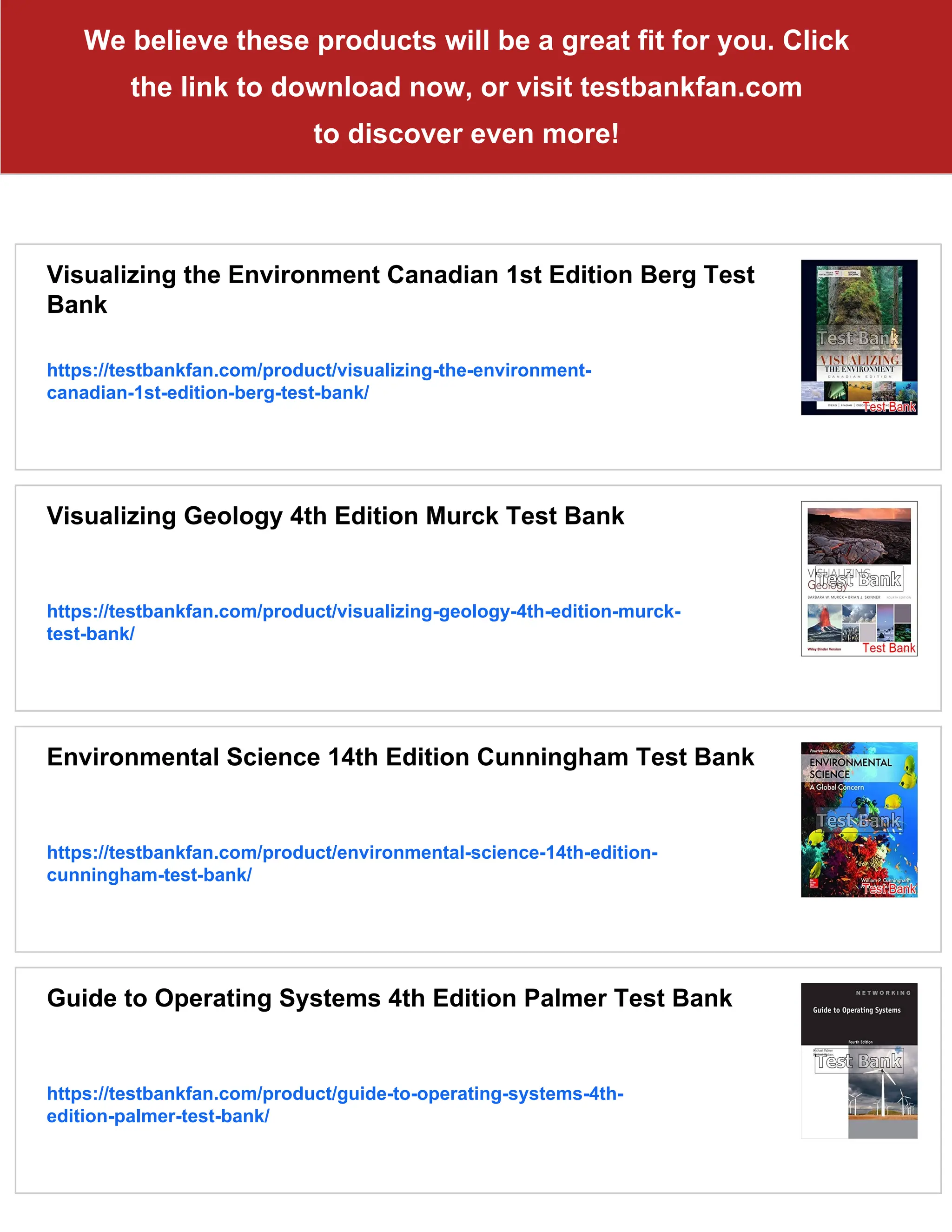 Visualizing Environmental Science 4th Edition Berg Test Bank | PDF