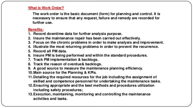 maintenance work order work order system for maintenance
