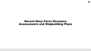 7
Recent Navy Force Structure
Assessments and Shipbuilding Plans
 