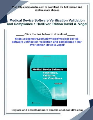 Medical Device Software Verification Validation and Compliance 1 Har ...