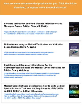 Medical Device Software Verification Validation and Compliance 1 Har ...
