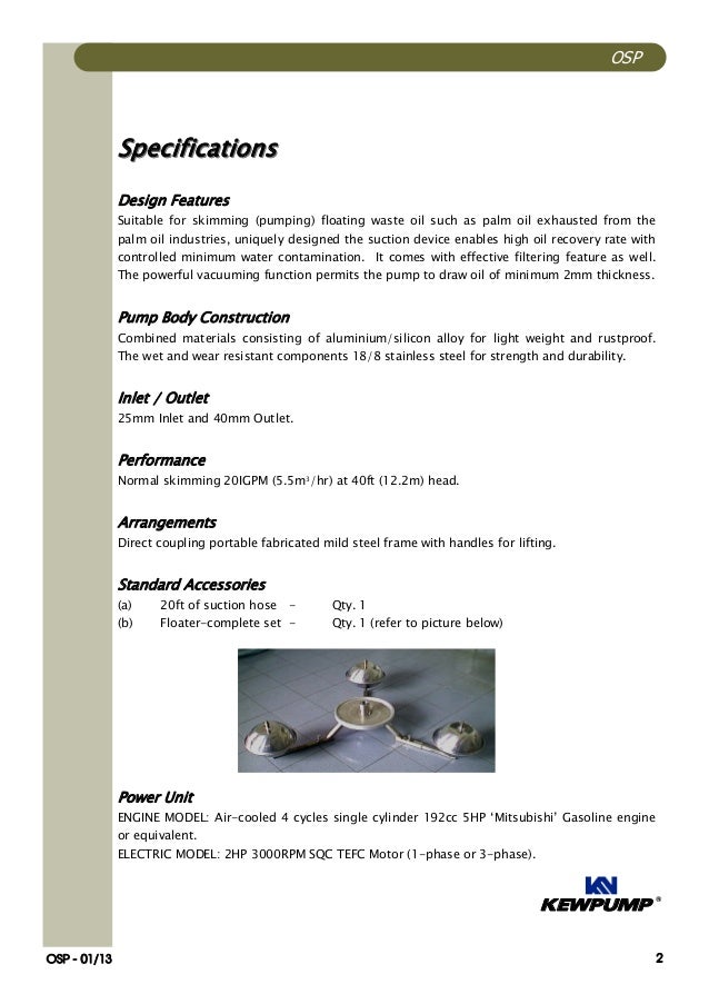 OSP Oil Skimmer Pump