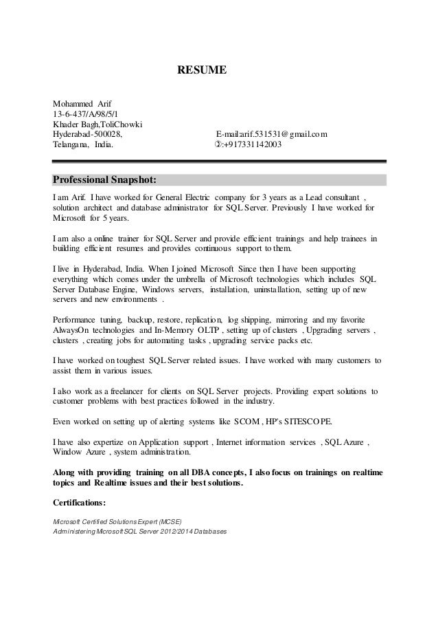 setting up resume