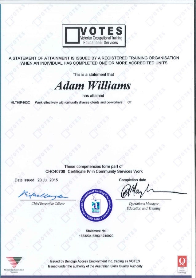 Diploma community services work course