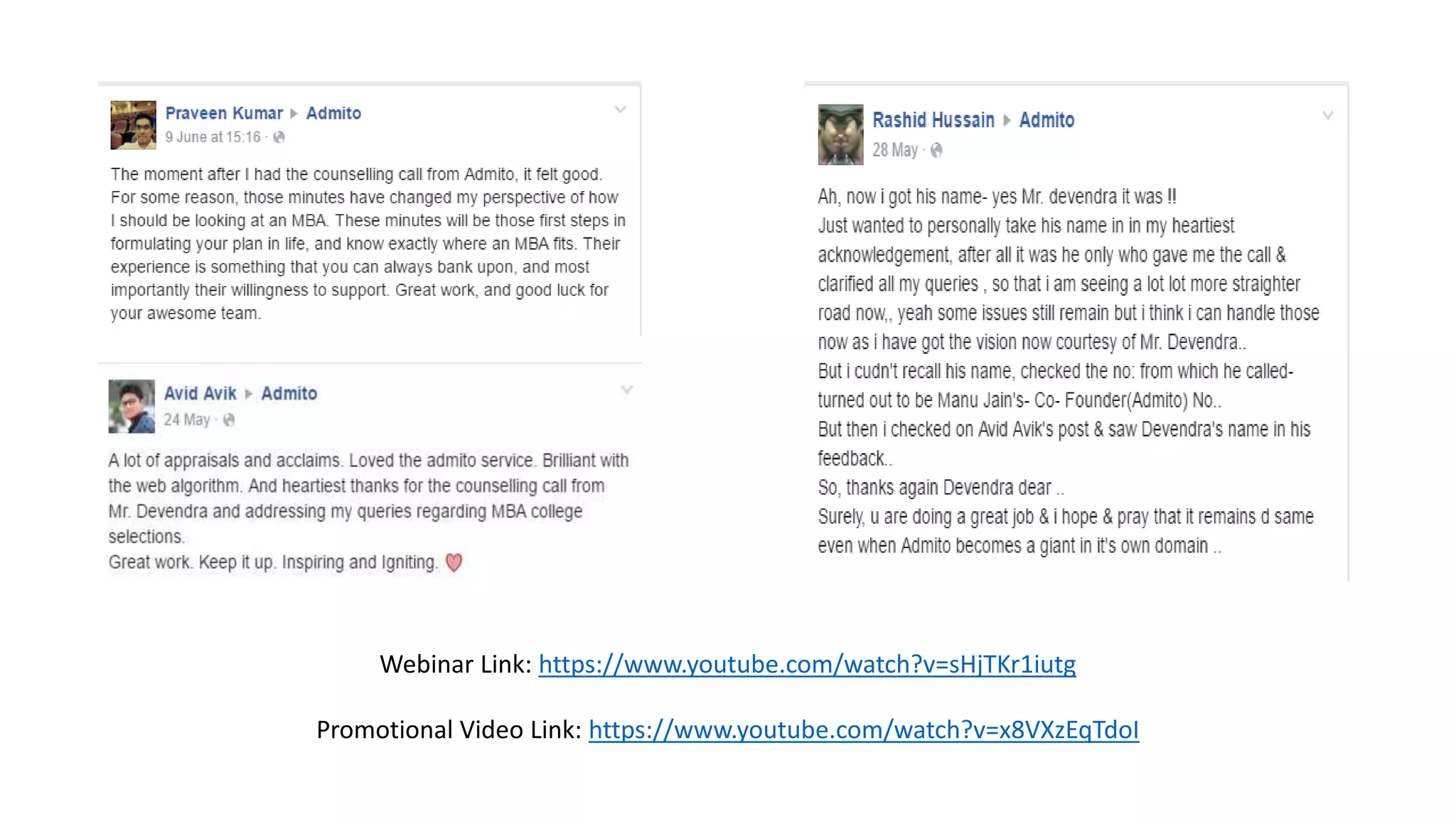 Webinar Link: https://www.youtube.com/watch?v=sHjTKr1iutg
Promotional Video Link: https://www.youtube.com/watch?v=x8VXzEqTdoI
 