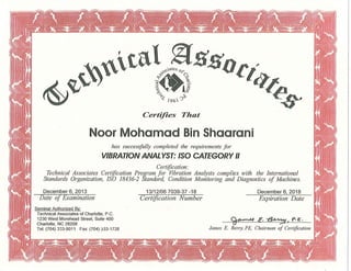 Vib - Certificates ISO II Vibration Analysis 1