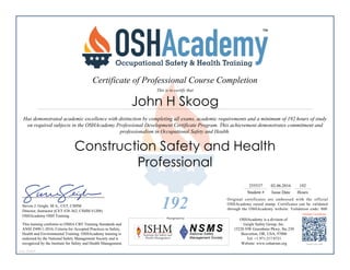 Construction Safety and Health Professional