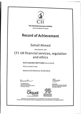 CII UK - CF1 Certificate