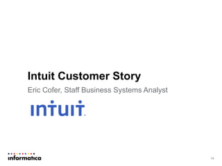 Intuit Customer Story
Eric Cofer, Staff Business Systems Analyst
14
 