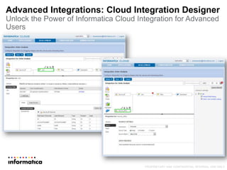 Advanced Integrations: Cloud Integration Designer
Unlock the Power of Informatica Cloud Integration for Advanced
Users
PROPRIETARY AND CONFIDENTIAL INTERNAL USE ONLY
 