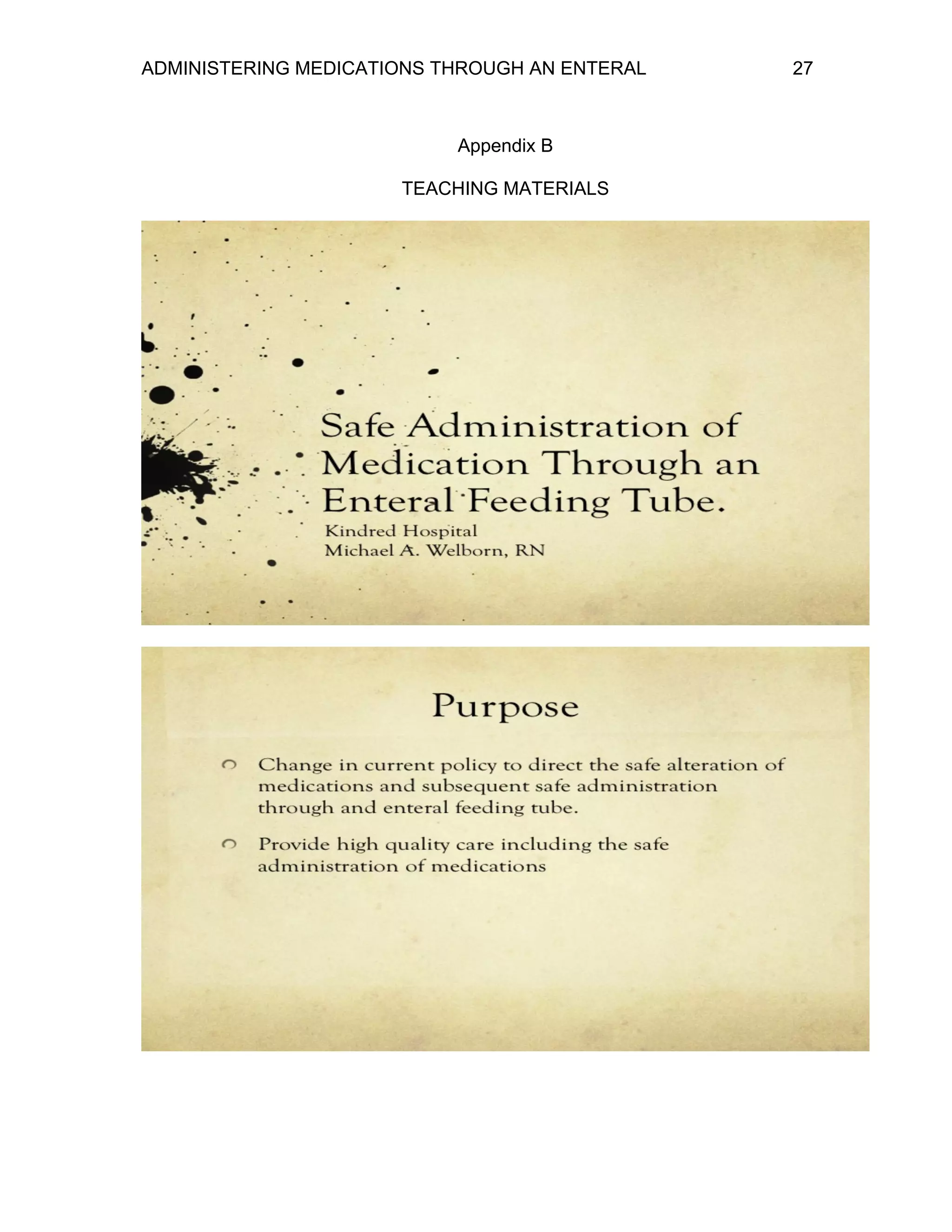 Administering Medications Through an Enteral Feeding Tube Safely | PDF