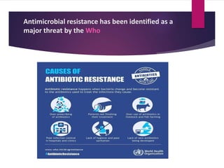 Antimicrobial resistance has been identified as a
major threat by the Who
 