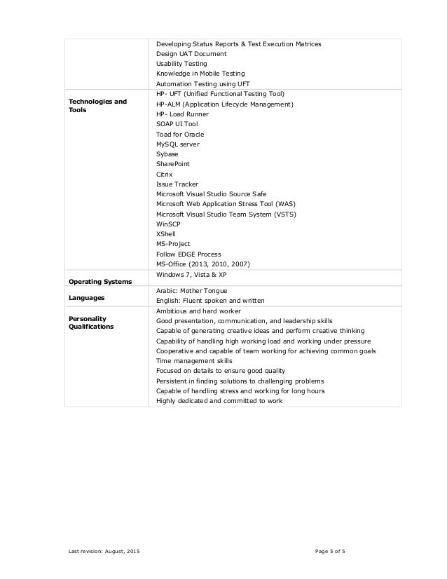 test vsts tool management Senior August2015 Omran's Lead Sara Analyst Test Testing CV