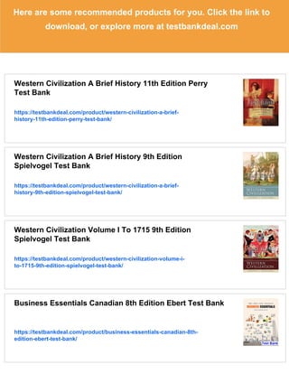 Western Civilization A Brief History Volume I 11th Edition Perry Test ...