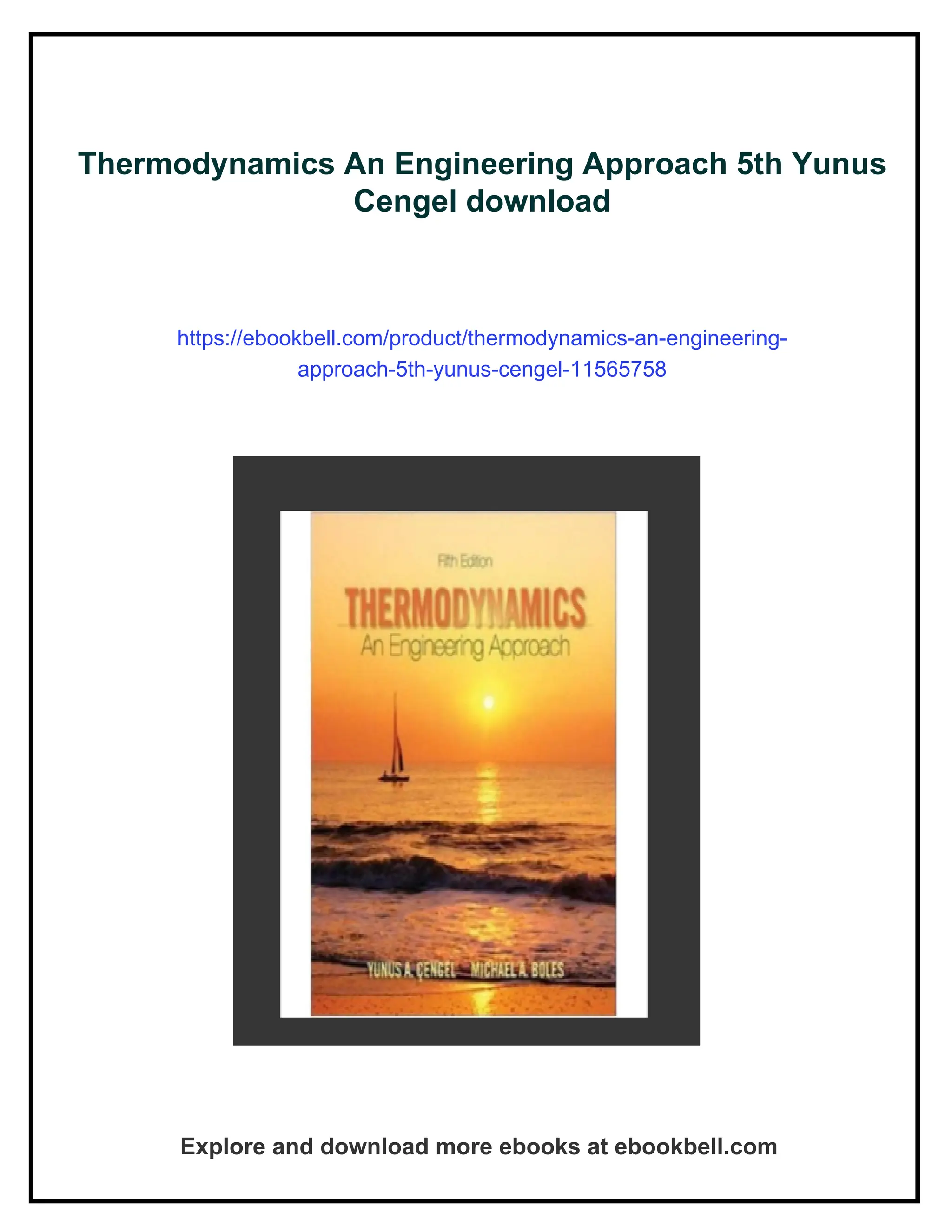 Thermodynamics An Engineering Approach 5th Yunus Cengel PDF