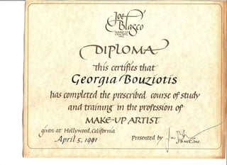Joe Blasco Certificate