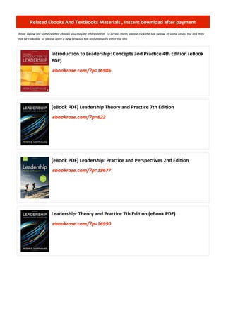 Comprehensive Guide to Leadership: Concepts and Practice 4th Edition | PDF