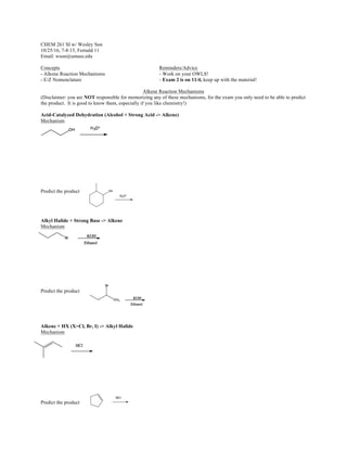 10:25 (Reaction Mechanisms & E:Z Nomenclature) | PDF