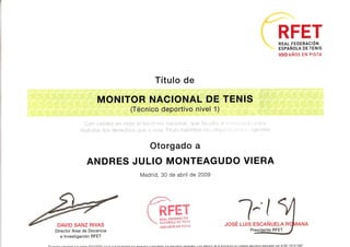 Titulo Monitor Nacional de Tenis