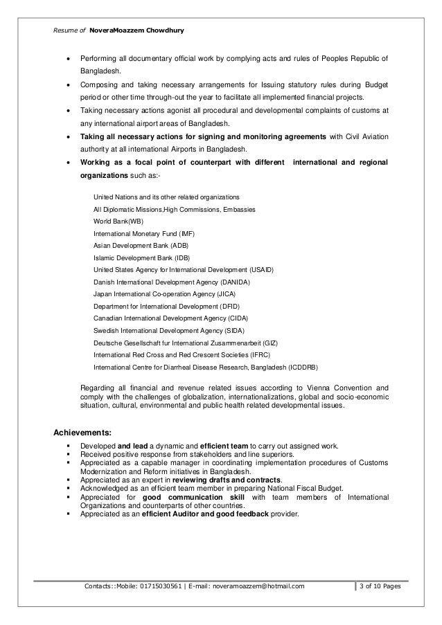recent resume official novera moazzem chowdhury interpreter cv