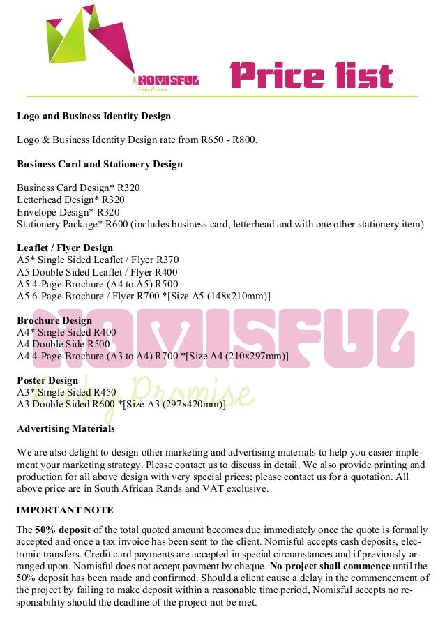nomisful price list