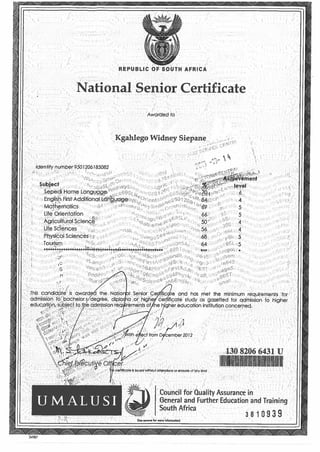 Matric Certificate